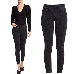 NWT FRAME Denim Le Skinny de Jeanne Black Python Mid Rise Skinny Ankle Jeans